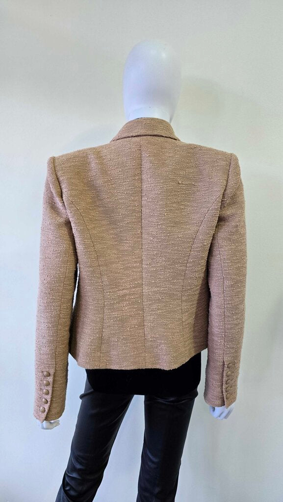 L'Agence Brooke Double Breasted Tweed Cropped Blazer