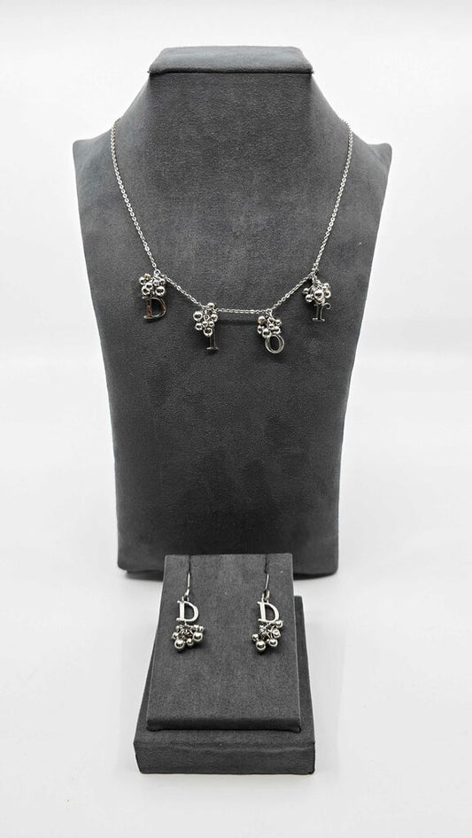 Dior Vintage Ball Drop Necklace & Earrings Set