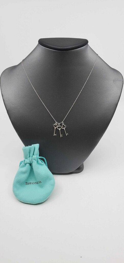 Tiffany & Co. .925 Sterling Silver Triple (3) Mini Keys Necklace
