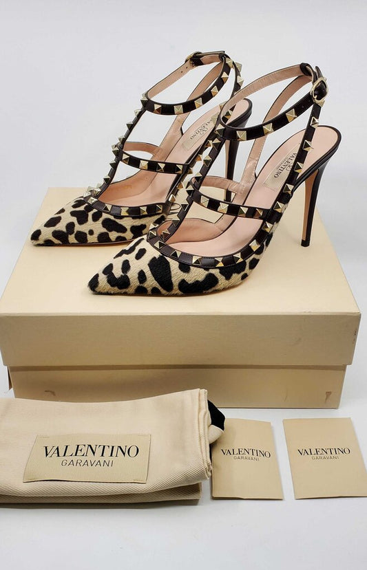 Valentino Garavani Rockstud Calf-Hair & Leather Pumps