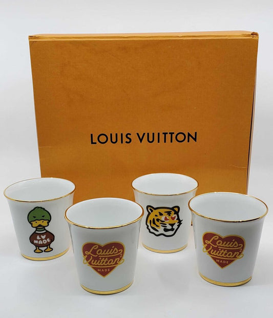 Louis Vuitton Virgil Abloh x Nigo Set of Four Multicolor Porcelain Cups