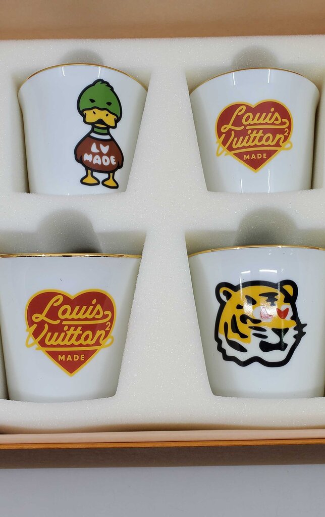 Louis Vuitton Virgil Abloh x Nigo Set of Four Multicolor Porcelain Cups