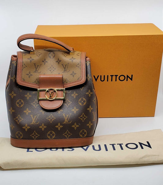 Louis Vuitton Monogram Reverse Dauphine Backpack in Canvas w/ Leather Trim