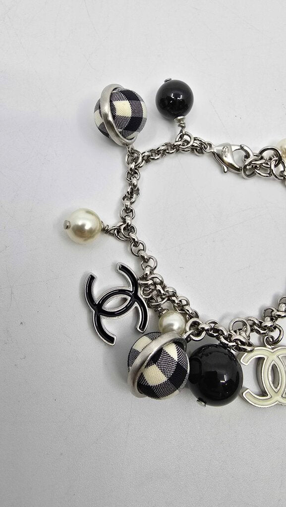 Chanel 2011 Cruise Pearl/Bow Gingham Necklace & Bracelet Set