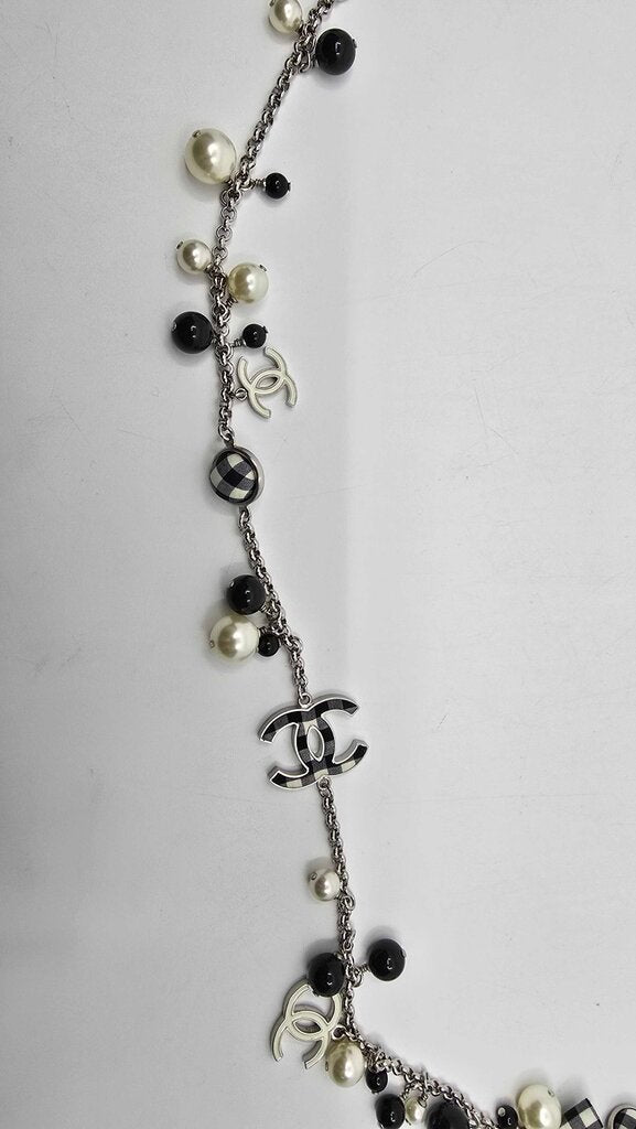 Chanel 2011 Cruise Pearl/Bow Gingham Necklace & Bracelet Set