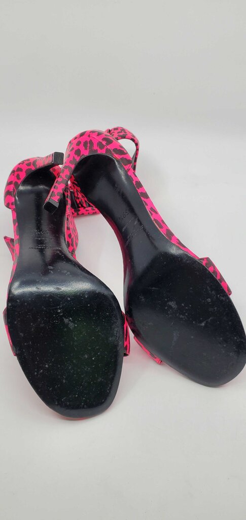 YSL Pink Leopard Heeled Sandals