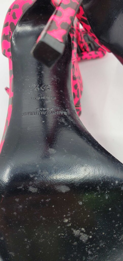 YSL Pink Leopard Heeled Sandals
