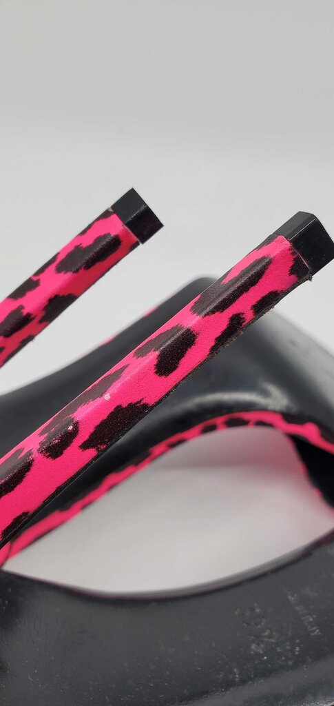 YSL Pink Leopard Heeled Sandals