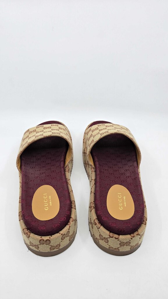 Gucci Angelina GG Logo Canvas Platform Slide Sandal