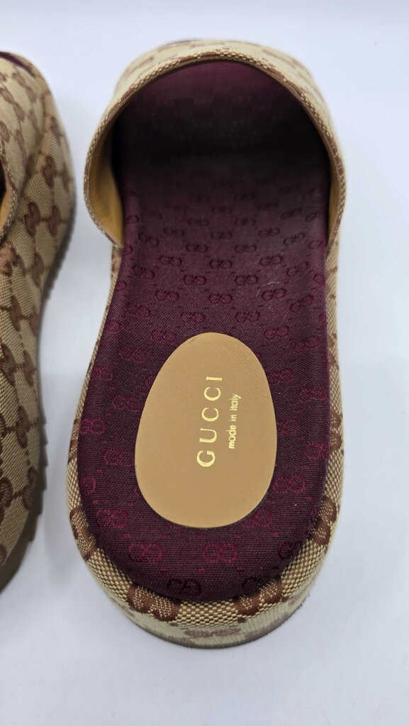Gucci Angelina GG Logo Canvas Platform Slide Sandal