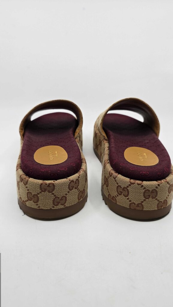 Gucci Angelina GG Logo Canvas Platform Slide Sandal