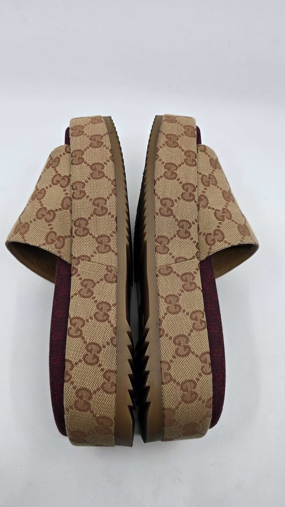 Gucci Angelina GG Logo Canvas Platform Slide Sandal