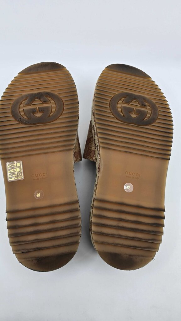Gucci Angelina GG Logo Canvas Platform Slide Sandal