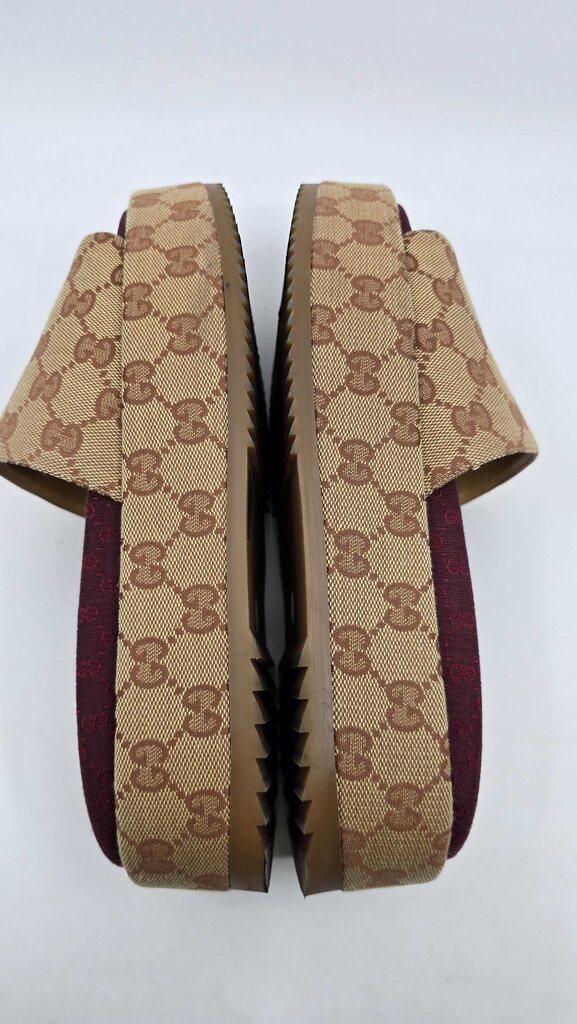 Gucci Angelina GG Logo Canvas Platform Slide Sandal