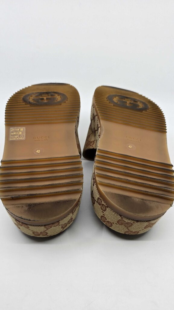 Gucci Angelina GG Logo Canvas Platform Slide Sandal