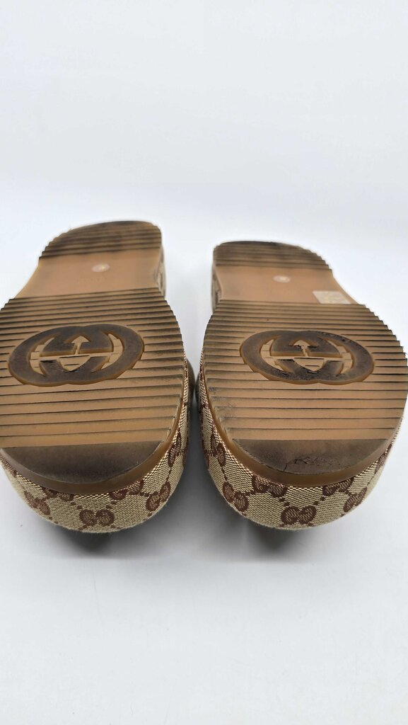 Gucci Angelina GG Logo Canvas Platform Slide Sandal
