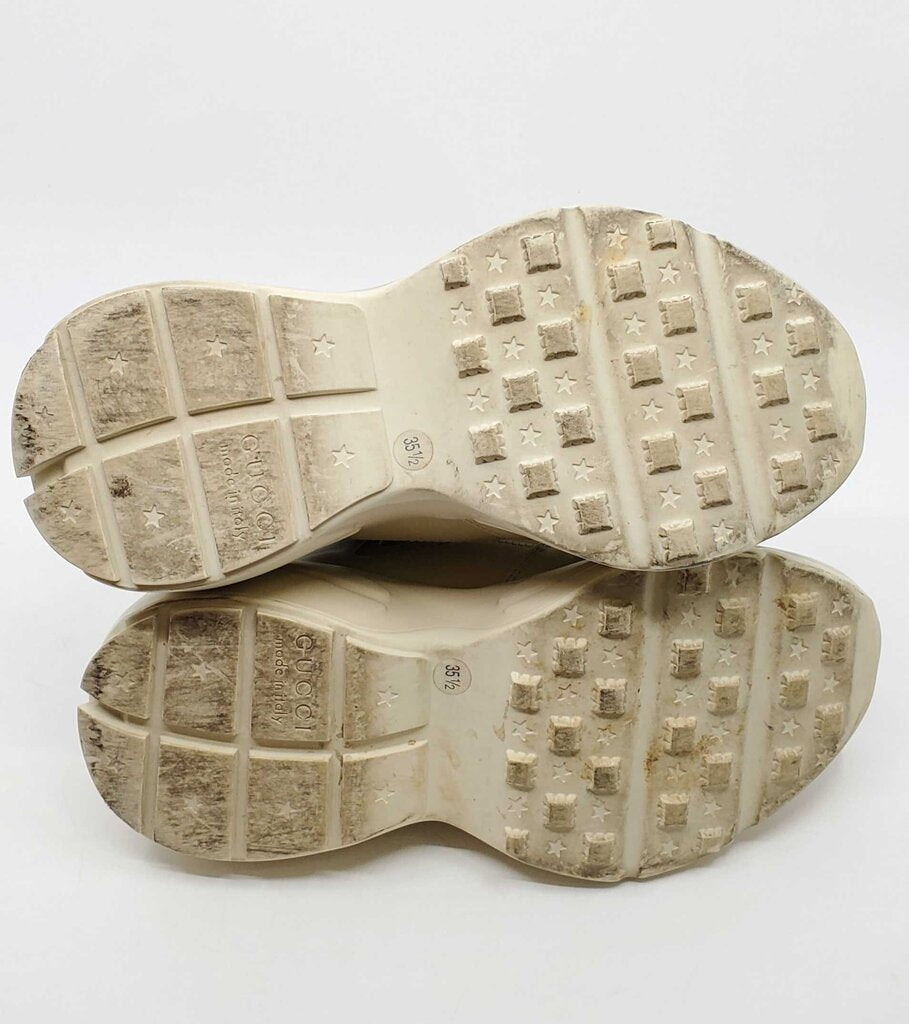 Gucci Rhyton Sneakers w/ Vintage Logo Crafted from Ivory Leather
