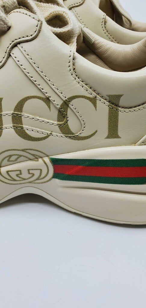 Gucci Rhyton Sneakers w/ Vintage Logo Crafted from Ivory Leather