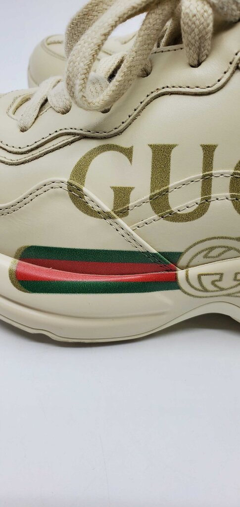 Gucci Rhyton Sneakers w/ Vintage Logo Crafted from Ivory Leather