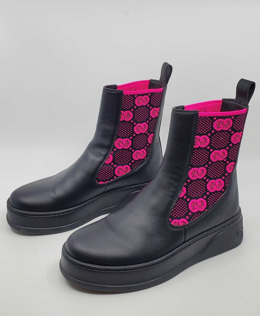 Gucci Chunky B Chelsea Boot GG Logo-Jacquard Goring
