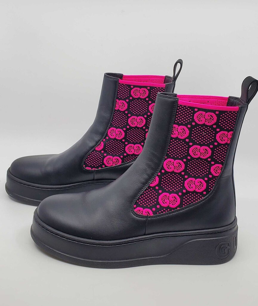 Gucci Chunky B Chelsea Boot GG Logo-Jacquard Goring