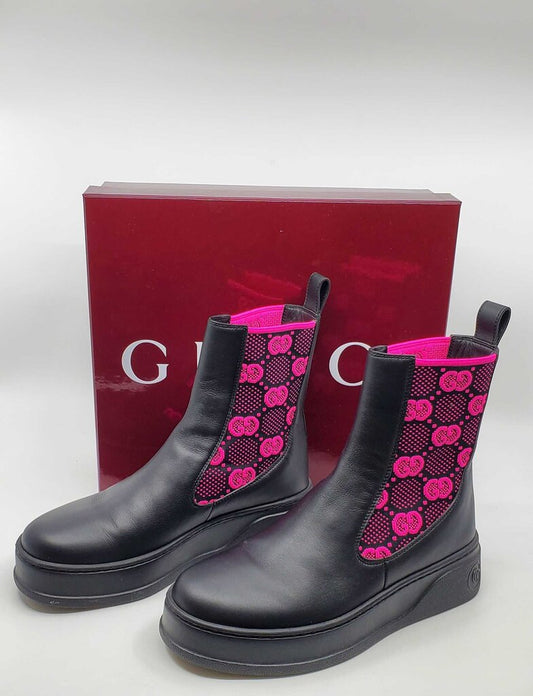 Gucci Chunky B Chelsea Boot GG Logo-Jacquard Goring