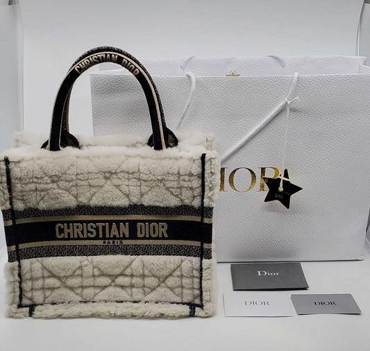 Dior Book Tote Cannage Quilt Shearling