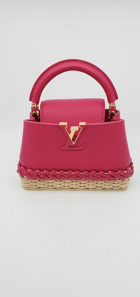 Louis Vuitton Rattan Taurillon Capucines Handbag w/ Woven Rattan Base