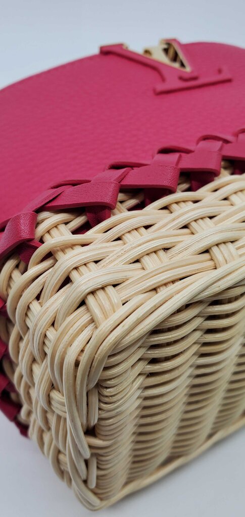 Louis Vuitton Rattan Taurillon Capucines Handbag w/ Woven Rattan Base