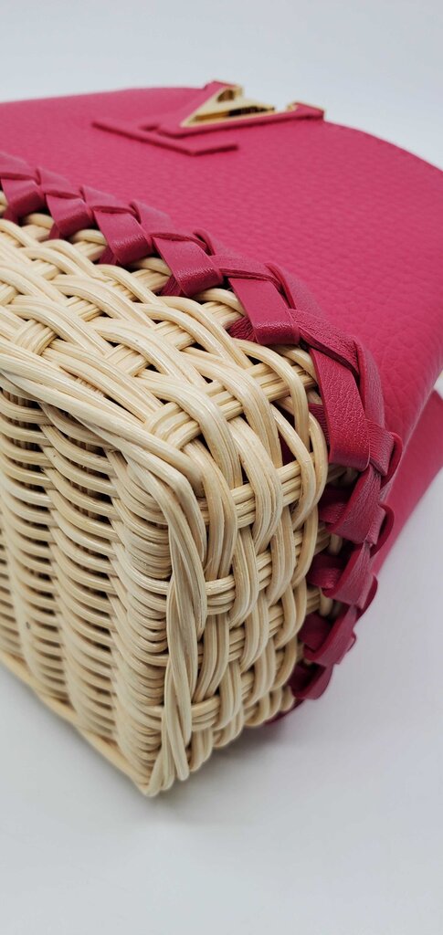 Louis Vuitton Rattan Taurillon Capucines Handbag w/ Woven Rattan Base