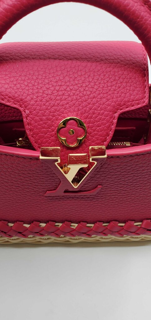 Louis Vuitton Rattan Taurillon Capucines Handbag w/ Woven Rattan Base