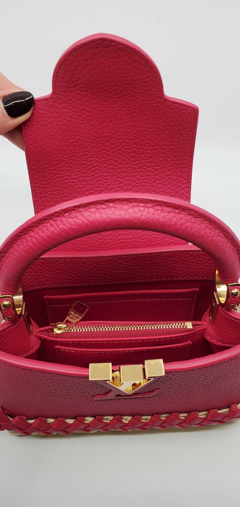 Louis Vuitton Rattan Taurillon Capucines Handbag w/ Woven Rattan Base