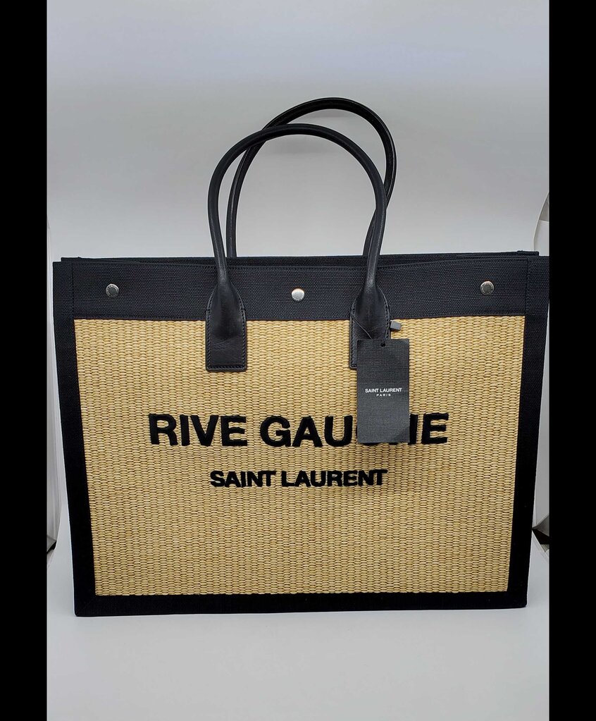 YSL Rive Gauche Raffia Tote Bag