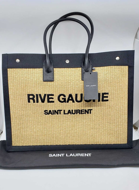 YSL Rive Gauche Raffia Tote Bag
