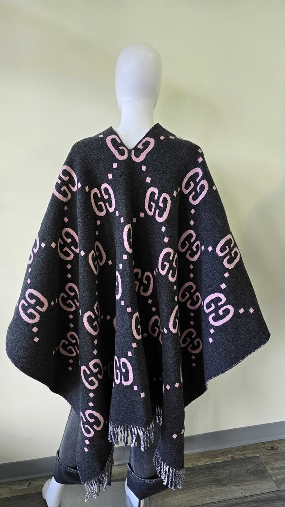 Gucci Wool Reversible GG 100% Wool Poncho