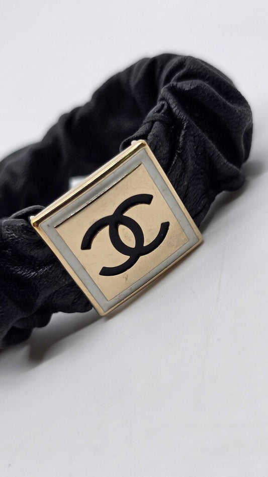 Chanel Leather CC Logo Hair Tie/Scrunchie