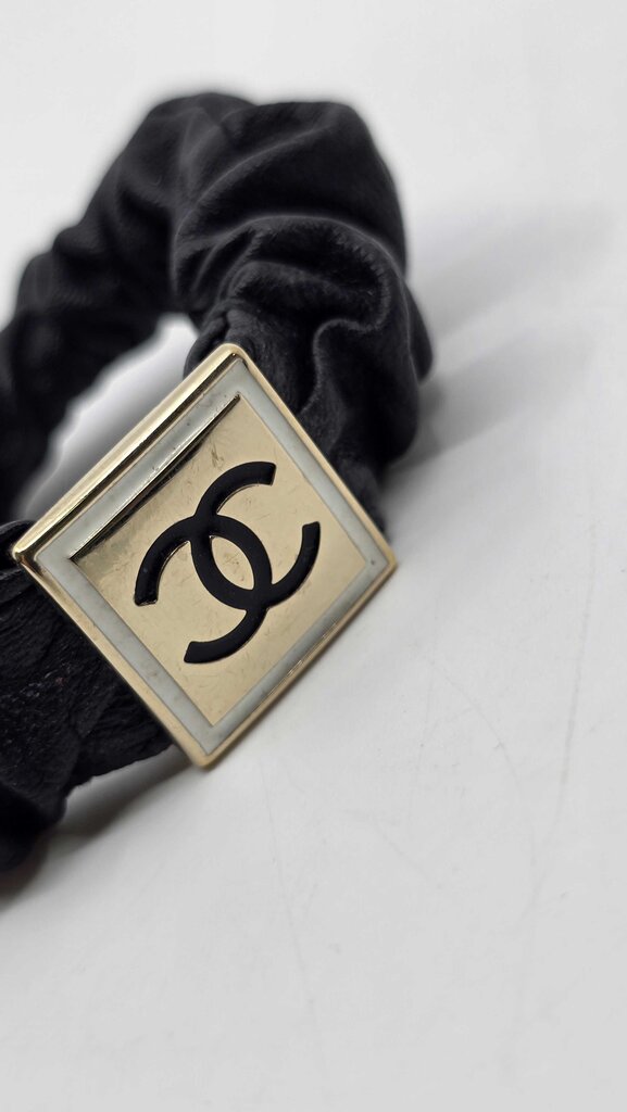 Chanel Leather CC Logo Hair Tie/Scrunchie