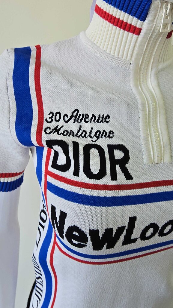 Dior New Look SS22 Striped Logo Knit Polo Zip Top