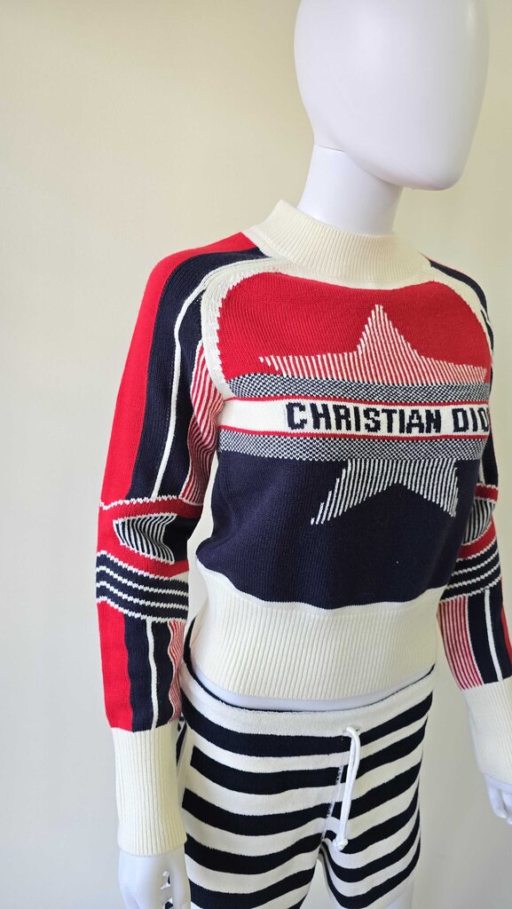Dior Alps Star-Motif Mock Neck Wool/Cashmere Sweater