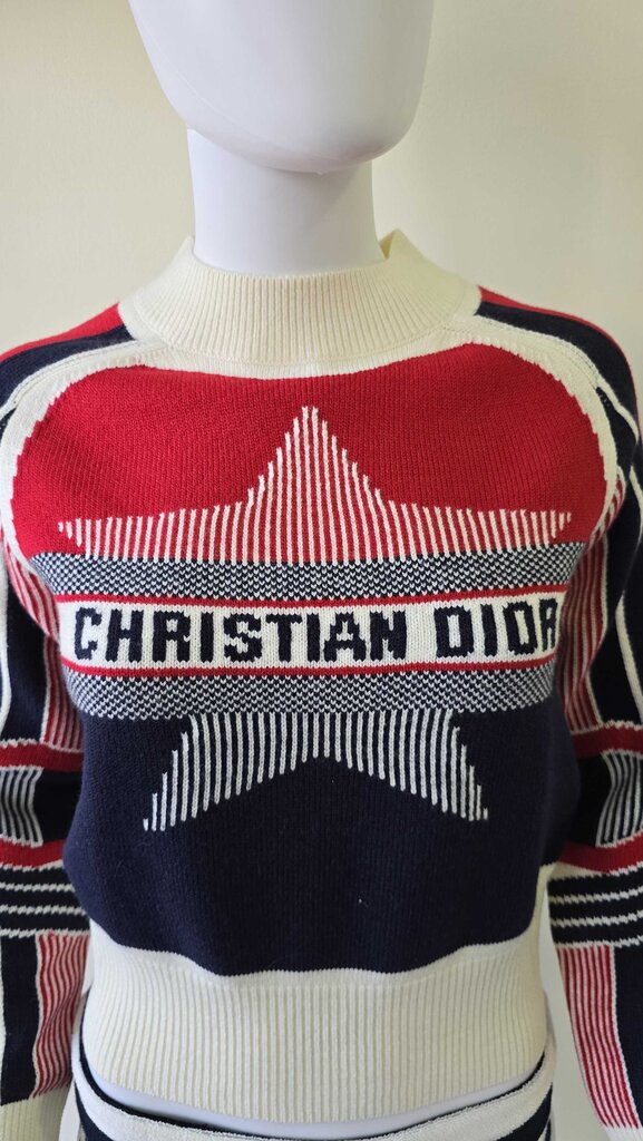 Dior Alps Star-Motif Mock Neck Wool/Cashmere Sweater