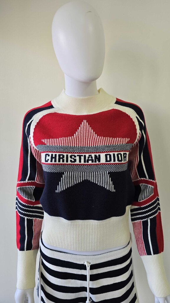 Dior Alps Star-Motif Mock Neck Wool/Cashmere Sweater