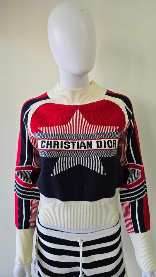 Dior Alps Star-Motif Mock Neck Wool/Cashmere Sweater
