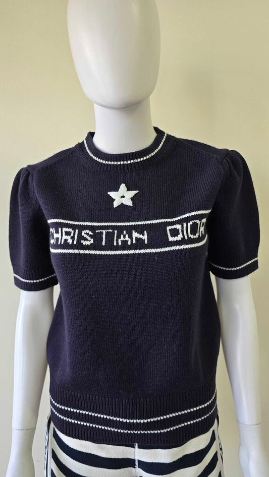 Dior Short Sleeved Star Sweater Wool & Cashmere Knit