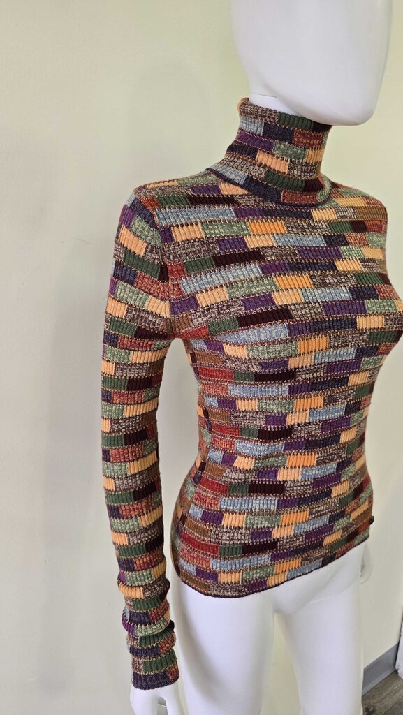 Chanel 2018 Paris-Hamburg Patchwork Knit Turtleneck Sweater