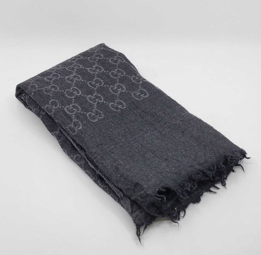 Gucci GG Jacquard Scarf 70% Wool & 30% Silk