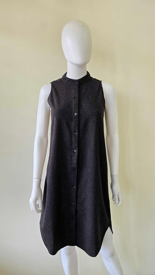 Eillen Fisher Wool Sleeveless Button Down Midi Dress