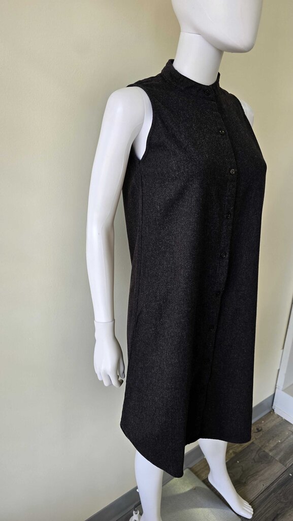 Eillen Fisher Wool Sleeveless Button Down Midi Dress