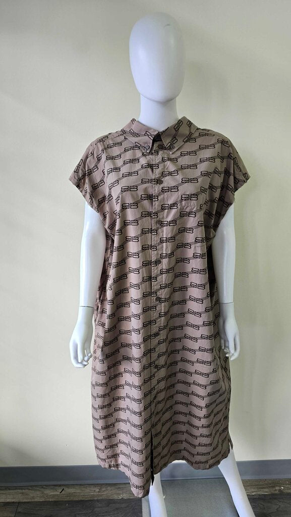 Balenciaga BB Monogram License Logo Cotton Poplin Shirtdress