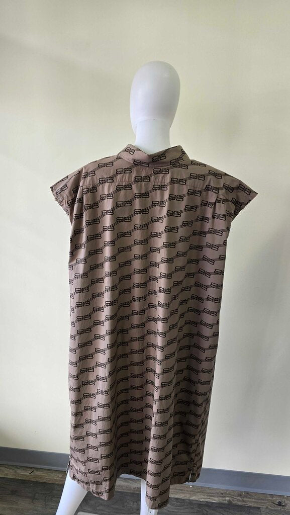 Balenciaga BB Monogram License Logo Cotton Poplin Shirtdress