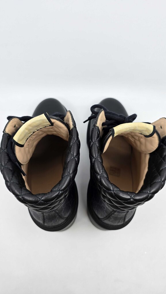 Gucci GG Supreme Canvas Quilted Leather Heeled Ankle Boots